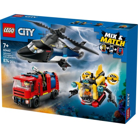 LEGO City Great Vehicles 60462 Helikopteri, paloauto ja sukellusvene yhdessä