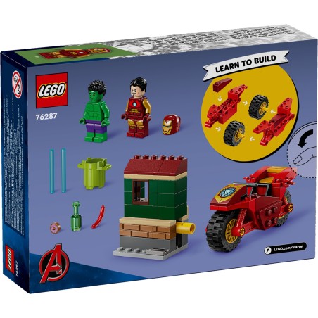 LEGO Super Heroes Marvel 76287 Iron Man, moottoripyörä ja Hulk
