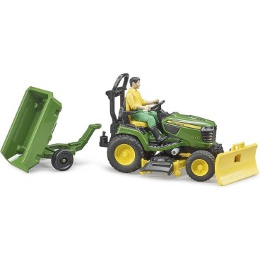 Bruder Bworld John Deere Lawn Tractor With Trailer and Gardener ruohonleikkuri ja hahmo