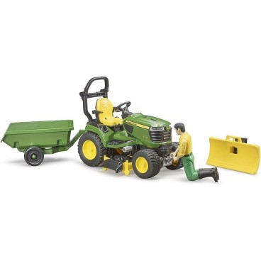 Bruder Bworld John Deere Lawn Tractor With Trailer and Gardener ruohonleikkuri ja hahmo