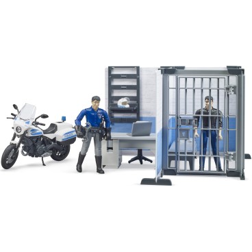 Bruder Bworld Police Station With Police Motorbike