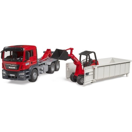 Bruder MAN TGS vaihtolava-auto + Schäffer Compact Loader 2630 kuormain