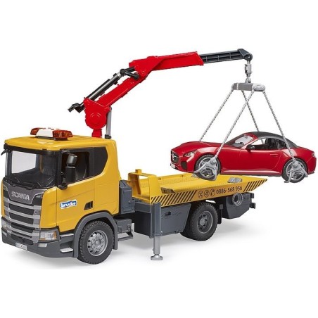 Bruder Scania Super 560R hinausauto äänillä ja valoilla + Bruder Roadster auto