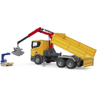 Bruder Scania Super 560R kuorma-auto lastausnosturilla ja kuormalavoilla