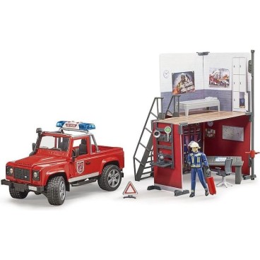 Bruder Bworld Paloasema ja Land Rover Defender auto