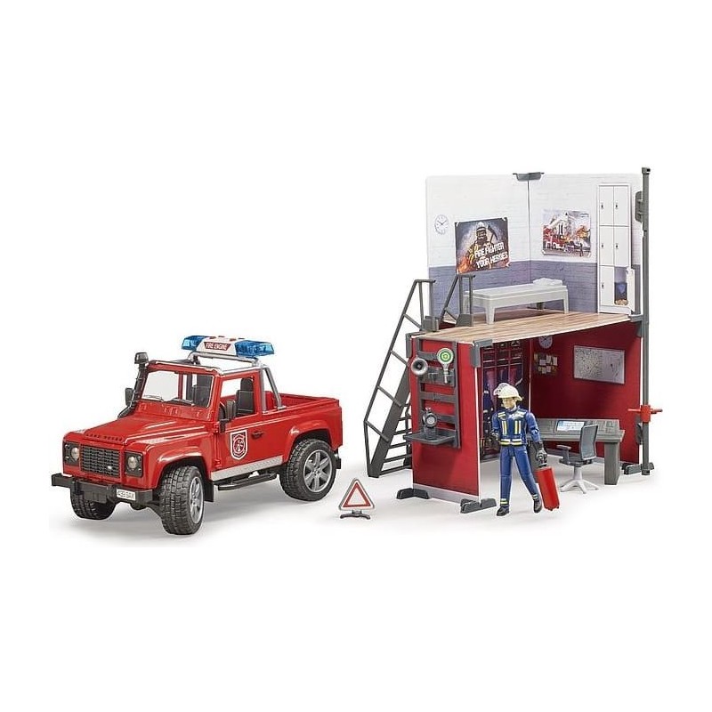 Bruder Bworld Paloasema ja Land Rover Defender auto