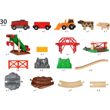 BRIO World Maatilan eläimet junaratasetti