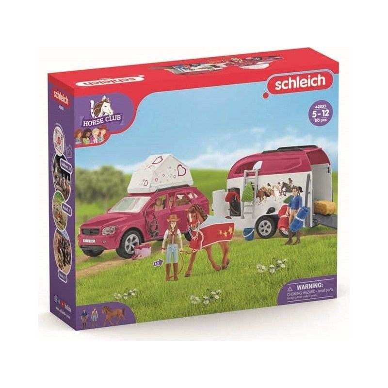 Schleich Horse Club Seikkailu autolla ja hevostenkuljetusvaunulla