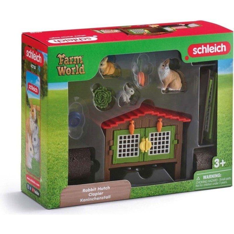 Schleich Farm World Rabbit Hutch With 3 Rabbits