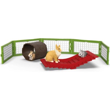 Schleich Farm World Rabbit Hutch With 3 Rabbits